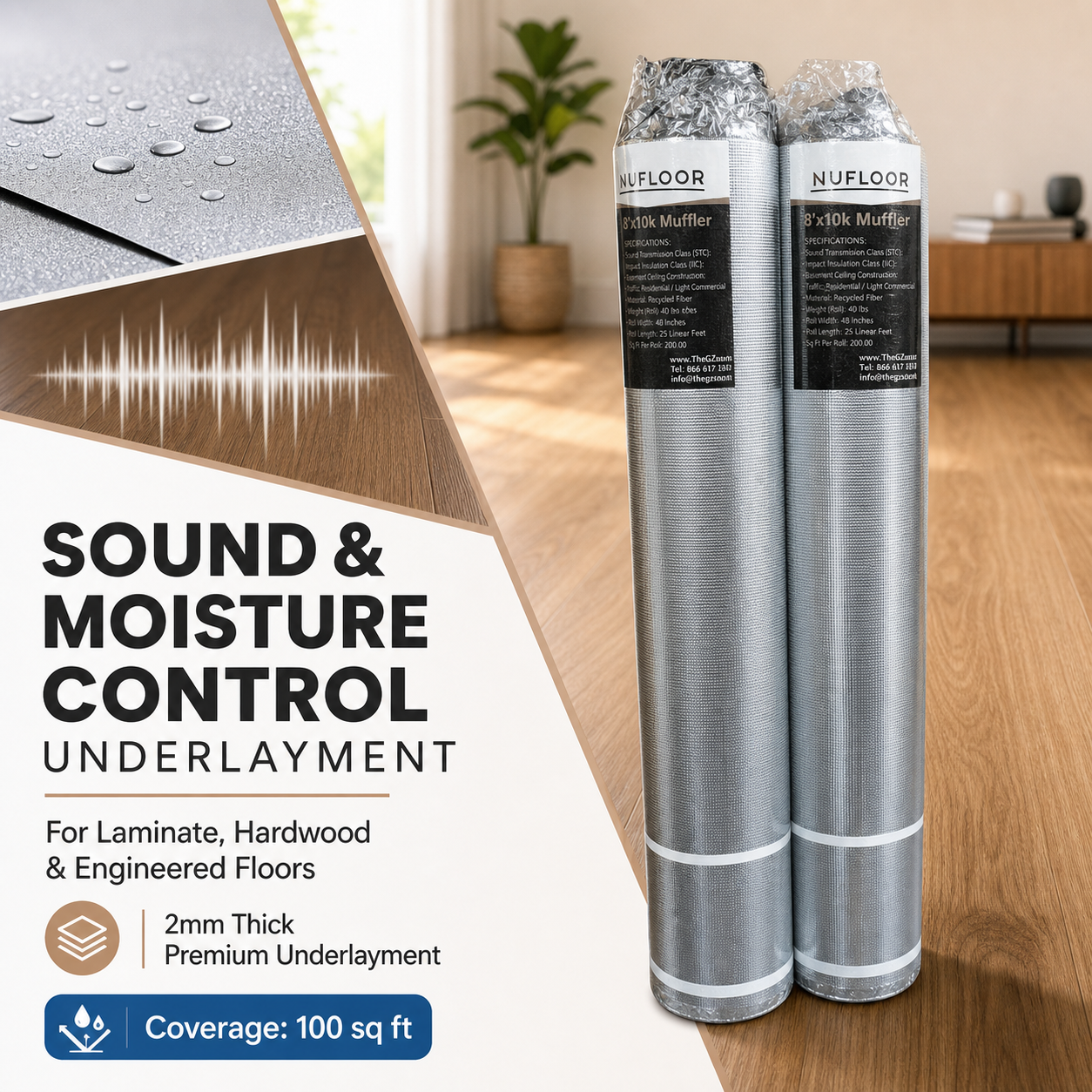 2mm Thick Premium Underlayment for Laminate, Hardwood, and Engineered Floors - Golden State Floors
