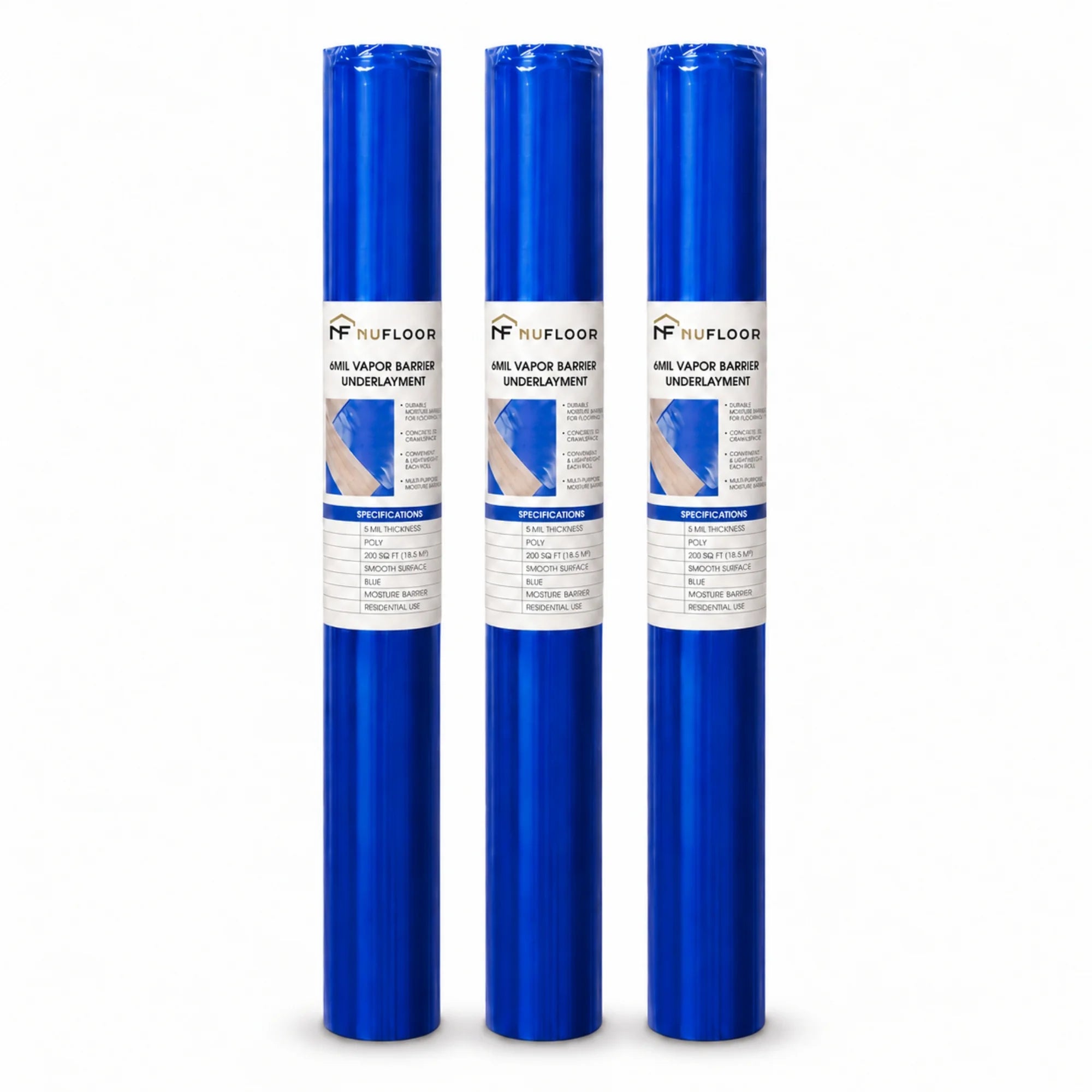 Silicone Vapor Shield Floor blue underlayments Moisture Barrier -200 sf/Roll By Golden State Floors (Set of 3) - Golden State Floors