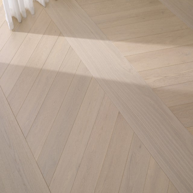 Vandyck Bella Collection - Chevron - 5/8" T x  5" W Premium grade European Oak Engineered Hardwood flooring (17.22 sqft. per box) - Golden State Floors